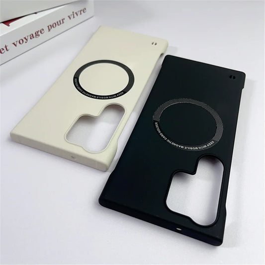 Luxury Ultra Thin Frameless Magnetic For Magsafe Case For Samsung S25 Edge S24 S23 Ultra S22 Plus S21 S20 FE Slim Hard Matte Cap