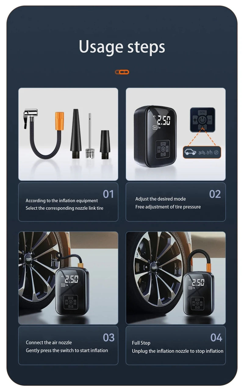 “Pump Commander Pro” Wireless Electric Air Compressor – Inflate Anything, Anywhere, Anytime