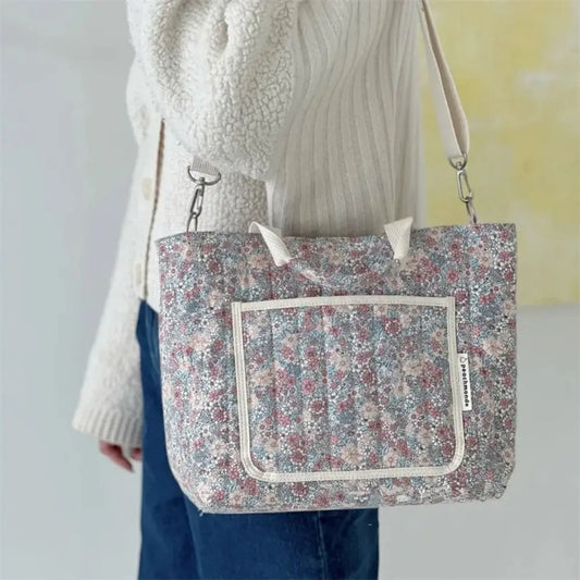 BloomCarry Luxe — Floral Cotton Mummy Bag for Modern Moms