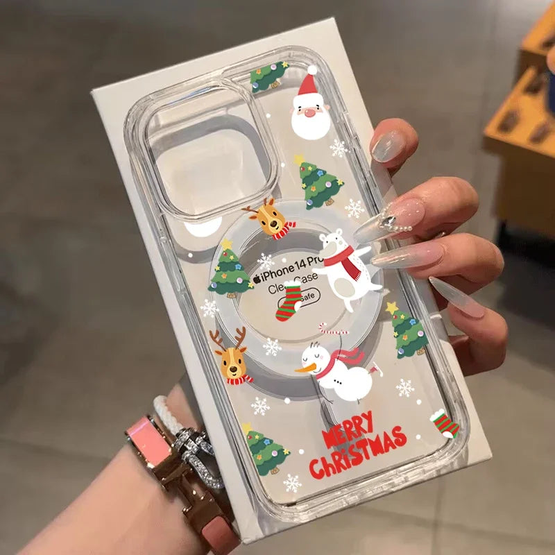 Christmas Santa Claus Magnetic Magsafe Phone Case For Samsung Galaxy S22 S23 S24 S25 FE Plus Ultra Edge Z Flip 3 4 5 6 7 Casing