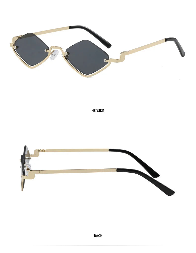 Throwshade Rhombus Cut Retro Sunnies – Geometric UV400 Alloy Frame Sunglasses for That Vintage Rockstar Flex