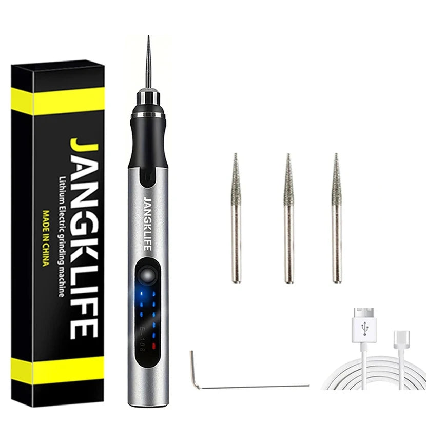JANGKLIFE VoltCraft — Cordless USB Rotary Engraving Tool Kit for Wood, Metal, Jewelry & Glass