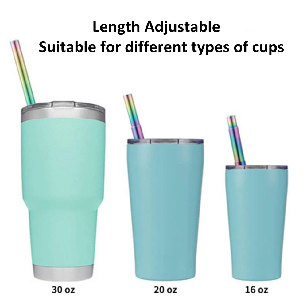 Sip Happens Stainless Steel Telescopic Straw Set – Collapsible, Portable, Eco-Friendly with Cleaning Brush & Travel Case