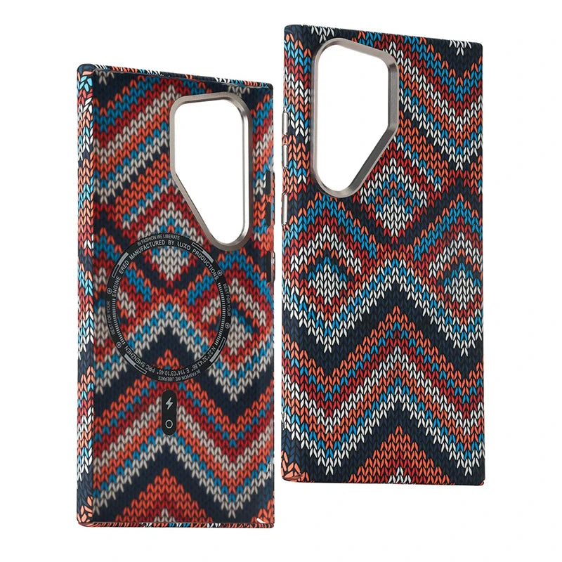 For Samsung S25 S23 S24 Ultra Plus Carbon Fibre Relief MagSafe Phone Case Wireless Charging PC Shockproof Cover For Galaxy S25+