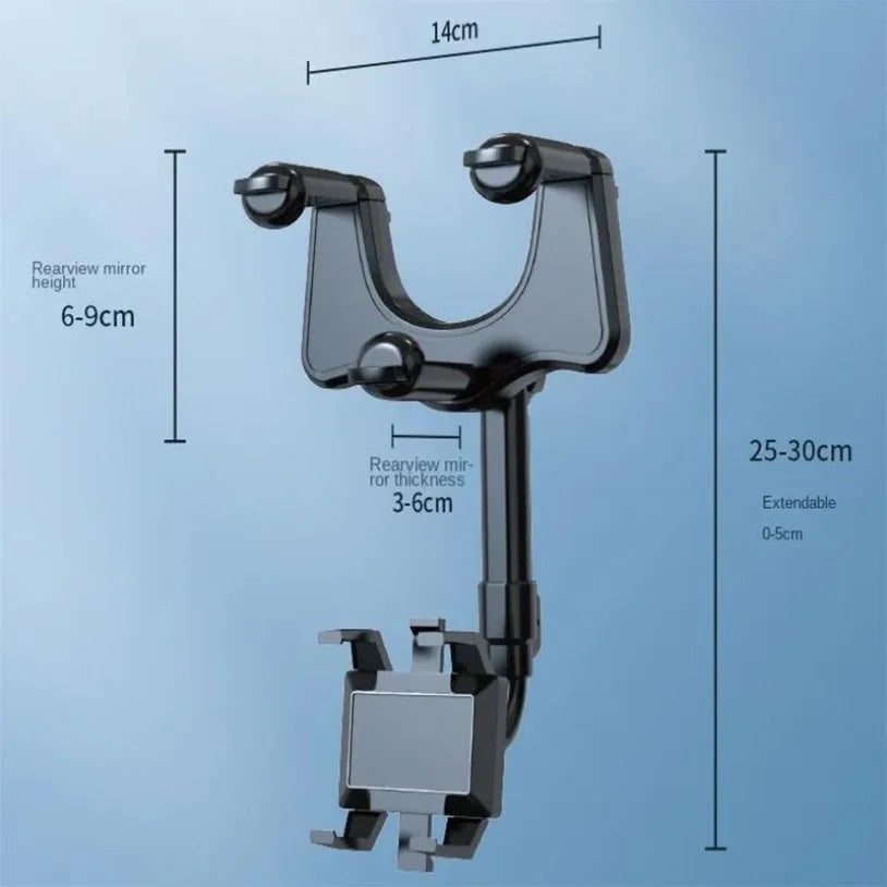 Car 360 Rotation Rearview Mirror Phone Holder Phone Mount Stable Gripper Smartphone Navigation Bracket For iPhone Samsung Xiaomi
