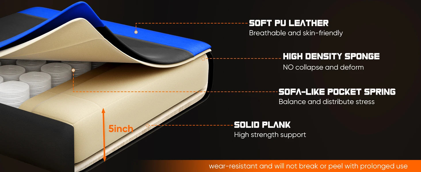 TurboFlex Racing Chair – Adjustable Swivel PU Leather Gaming & Office Throne with Headrest & Lumbar Support - THOOBO!