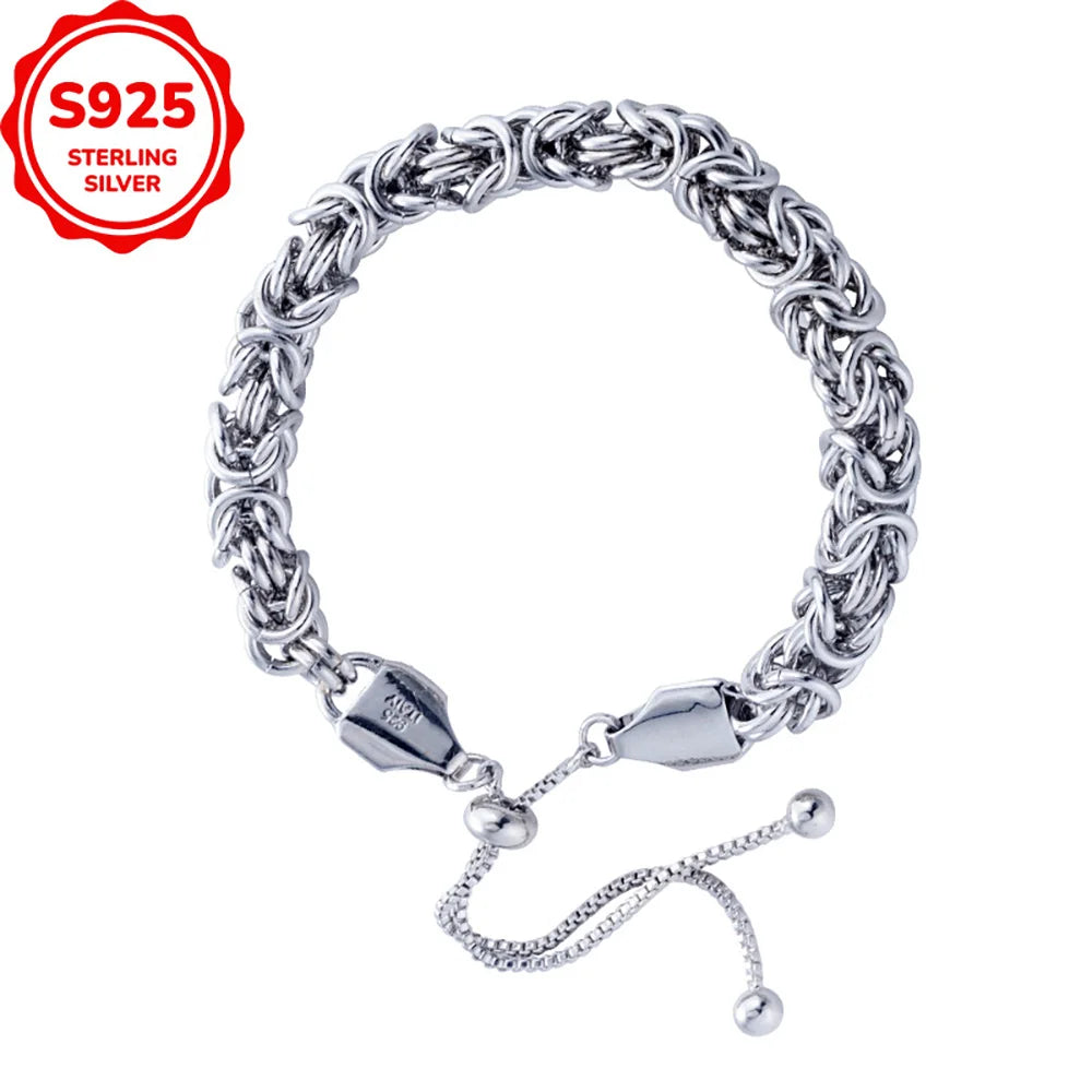 Imperial Pulse S925 Silver Byzantine Chain | Italian Rock Royalty Bracelet For Men & Women ⚡