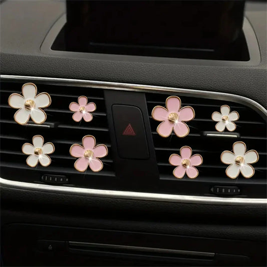 4-8pcs/set Small Car Air Outlet Perfume Decoration Clip Flower Daisy Design Car Interior Aromatherapy Fresheners Diffuser Access
