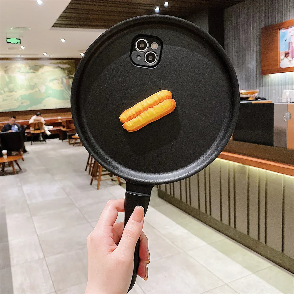 Cute Frying Pan 3D Cartoon Case for Samsung Galaxy S23 Ultra S22 S21 Plus S23Ultra Funny Egg Bread Pot Shockproof Hard Cover