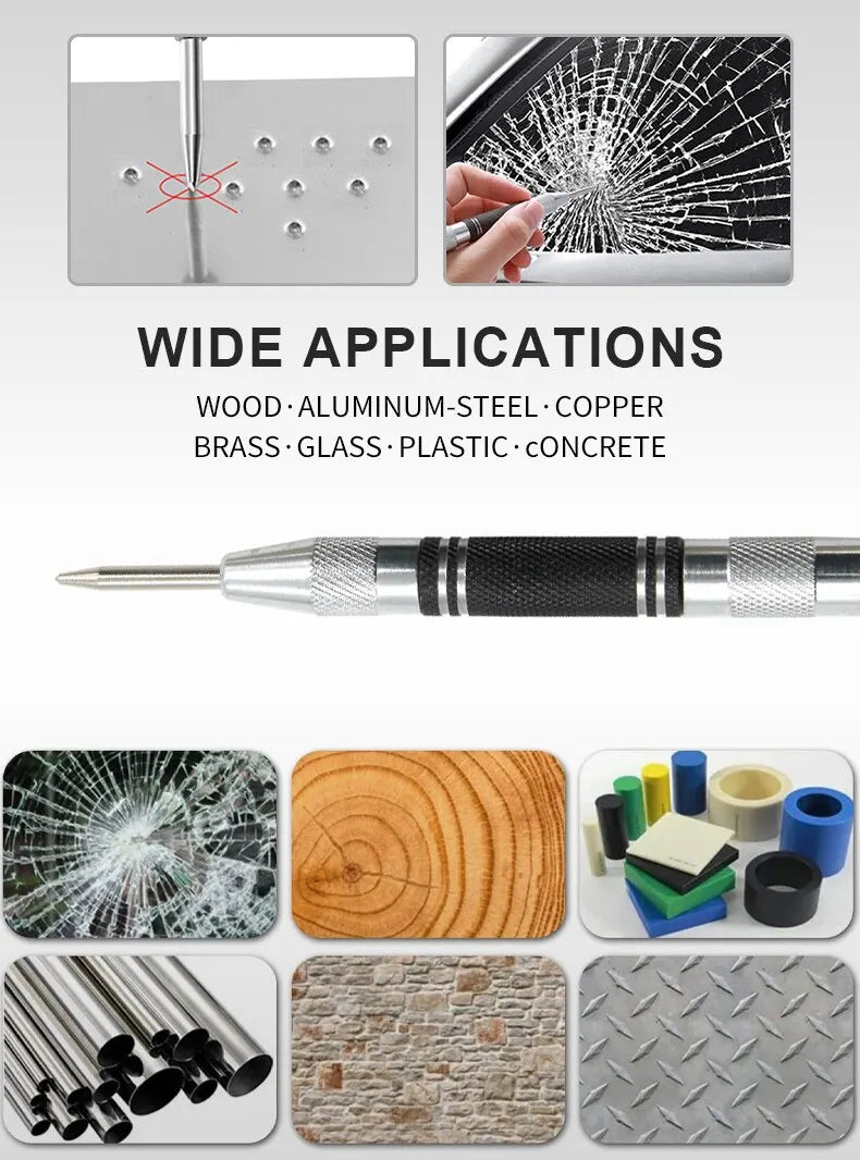 BangSnap 2-Pack Spring-Loaded Center Punch Tools – Auto Glass Striker, Window Breaker & Wood Drill Locator (128mm Precision Impact Set) - THOOBO!