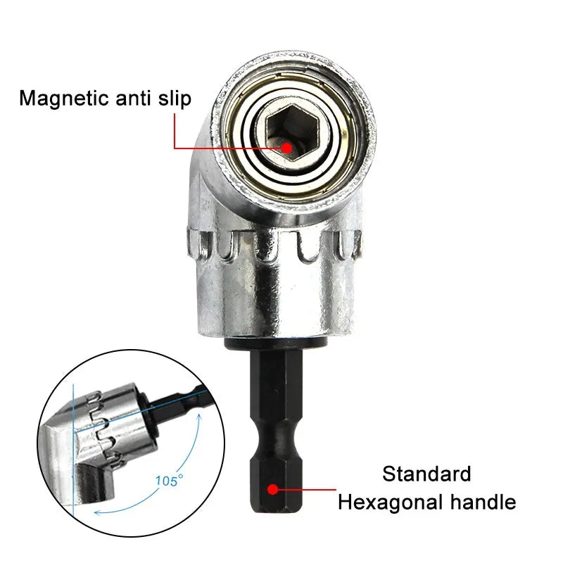 105 Degree Turning Screwdriver Joint Electric Drill Corner Attachment Extension Socket Screwdriver Head Tool - THOOBO!
