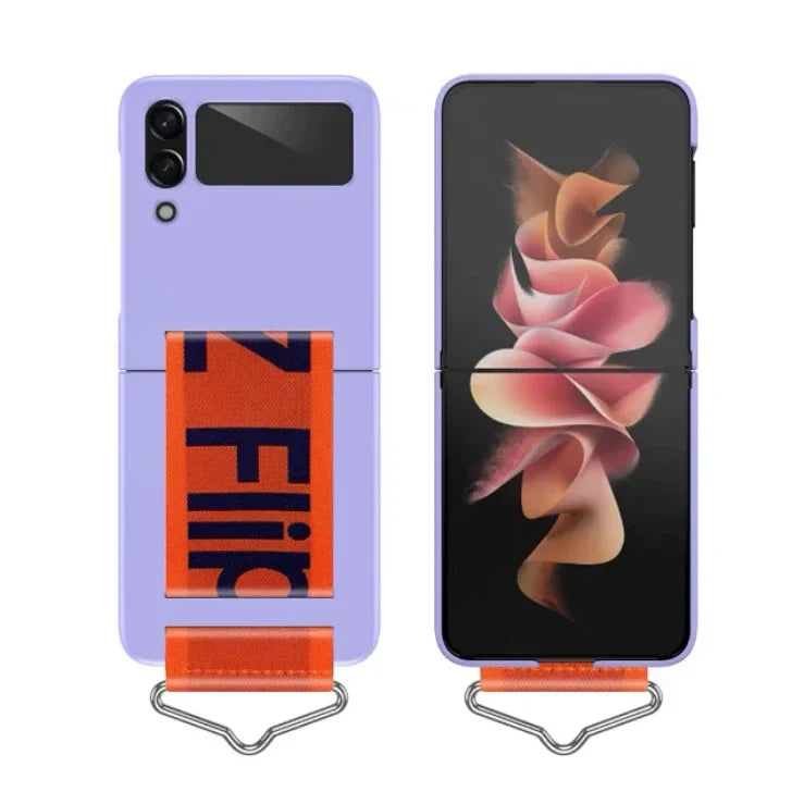For Samsung Z Flip 6 Ultra Thin Ring Wristband Phone Case For Galaxy Z Flip 6 5 4 3 Flip5 Flip 6 PC Shockproof Hard Back Cover
