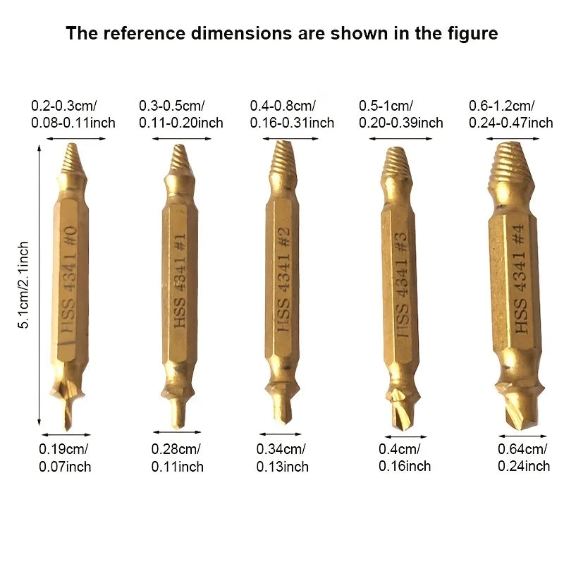 6pcs Damaged Screw Extractor Set: Double Head Screw Remover Tools for Easy Out Bolt Extractor & Broken Head Screw Removers - Hig - THOOBO!