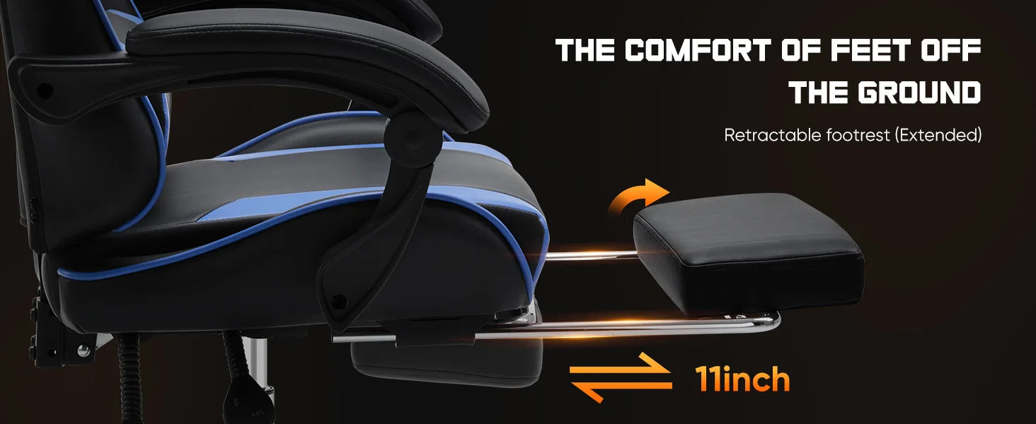 TurboFlex Racing Chair – Adjustable Swivel PU Leather Gaming & Office Throne with Headrest & Lumbar Support - THOOBO!