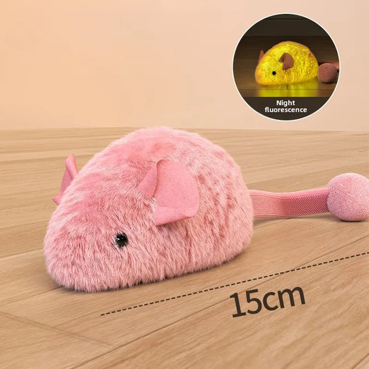 Interactive Plush Mouse Cat Toys Simulation Mice Kitten Self-Playing Plush Toys Indoor Pet Cats Chew Toy