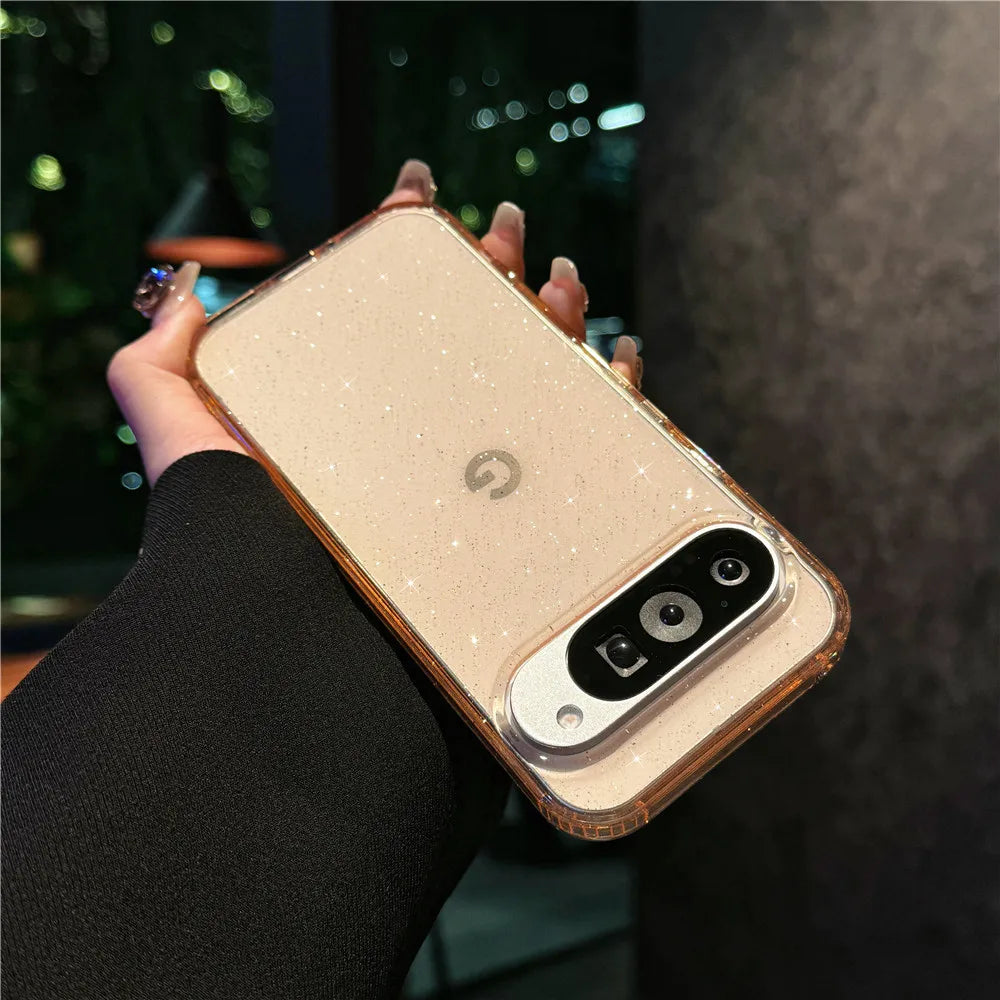 Luxury Bling Shining Glitter Clear Candy Case For Google Pixel 9 Pro XL 9 8 A Starry Sky Transparent Shockproof Ins Shell Cover