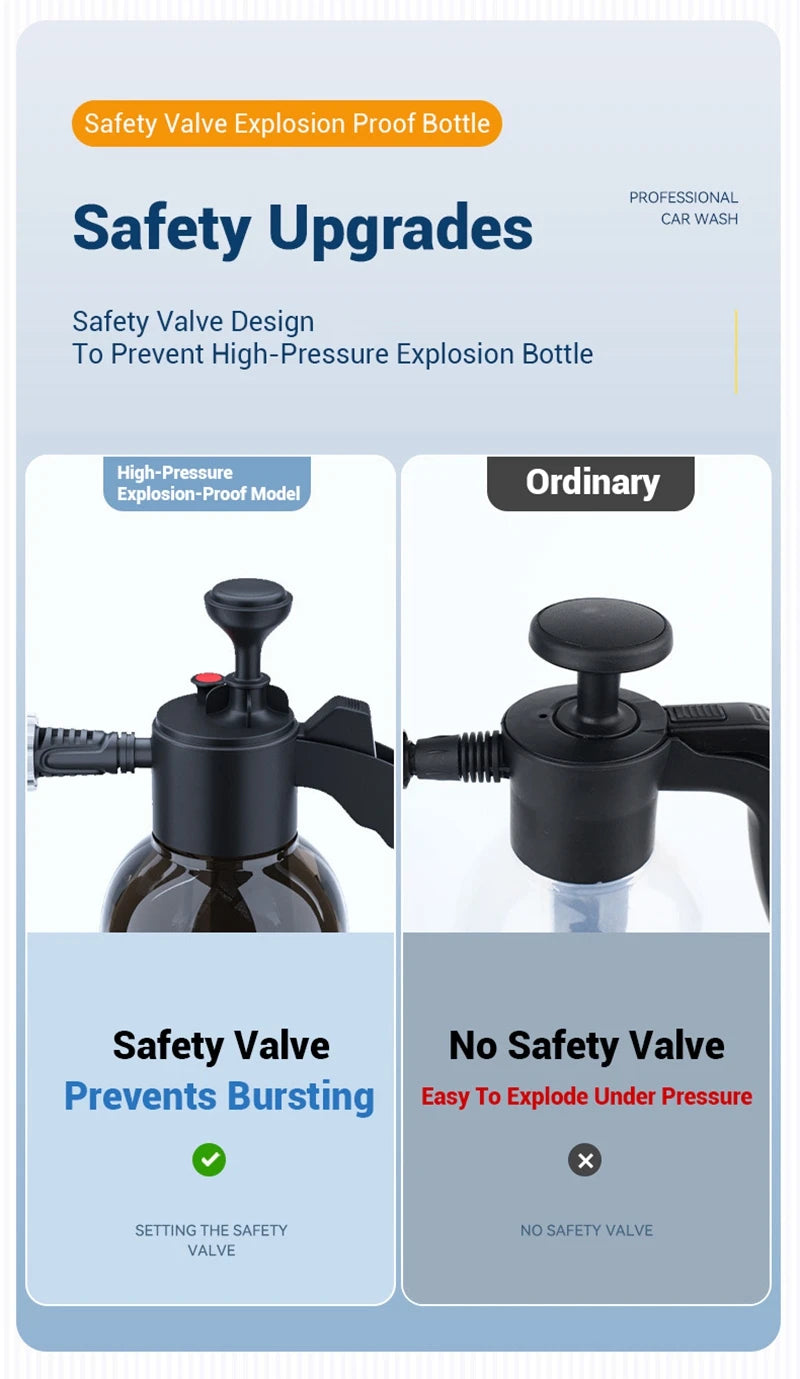 2L Car Wash Spray Bottle Foam Wash Sprayer Hand Pump Foam Sprayer Car Air Pressure Spray Washer Nozzle Can Auto Window Cleaning - THOOBO!