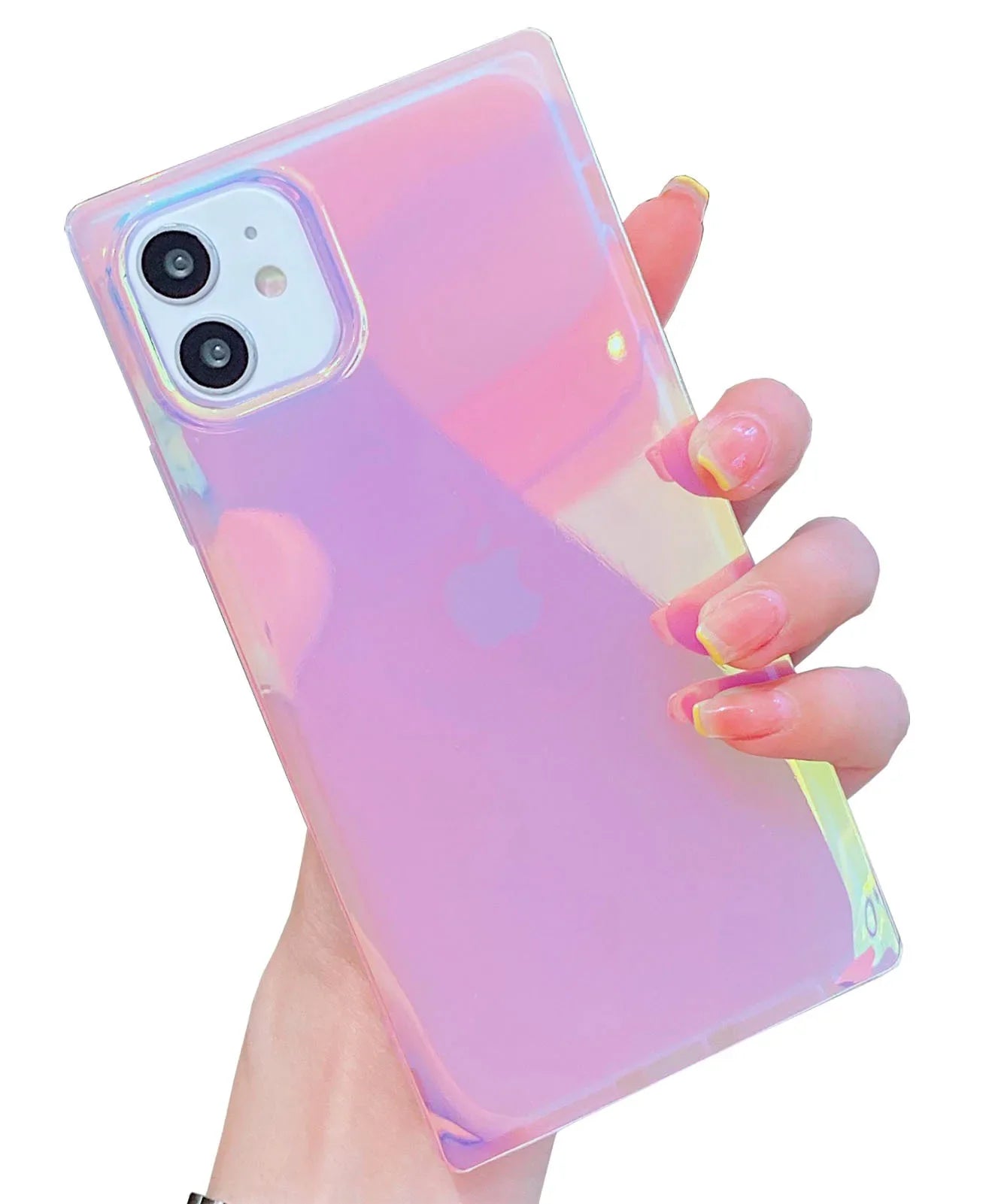 Mother Pearl Case For iPhone 11 12 13 14 15 16 Pro Max Plus Rectangle Edge Case, Slim Colorful Abalone Pearl Soft Silicone Cover