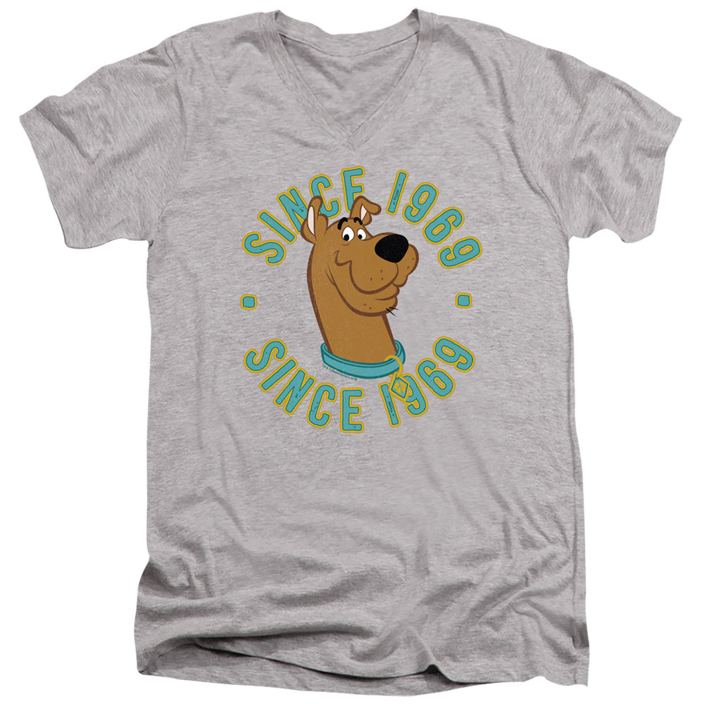 Scooby Doo Scooby 1969 Mens Slim Fit V Neck T Shirt Athletic Heather Officially Licensed