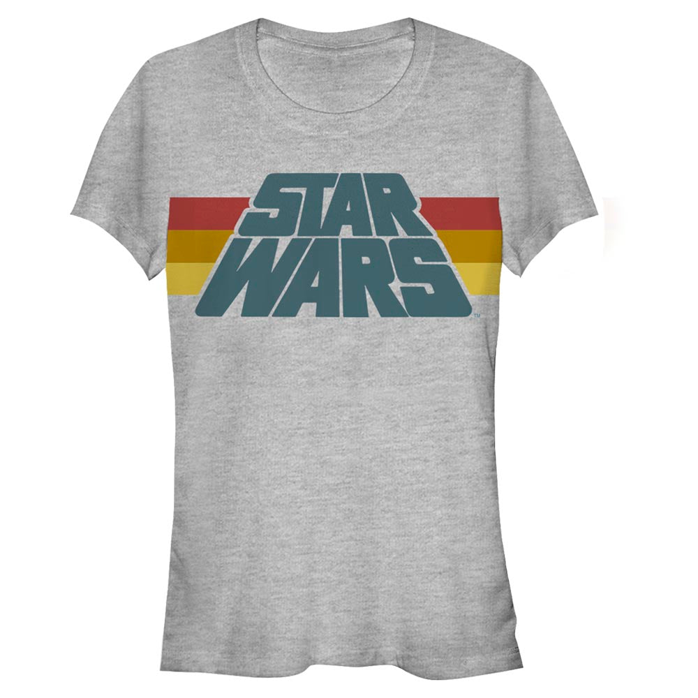 Star Wars Slant Logo Stripe Juniors Womens T Shirt