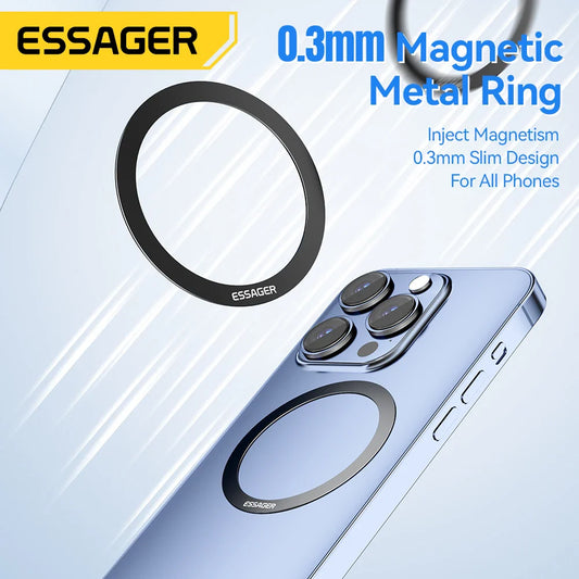 Essager 2PCS Magnetic Metal Ring for Magsafe iPhone 15 14 13 12Pro Android Phones Plate Sticker Rings For Wireless Charger Stand