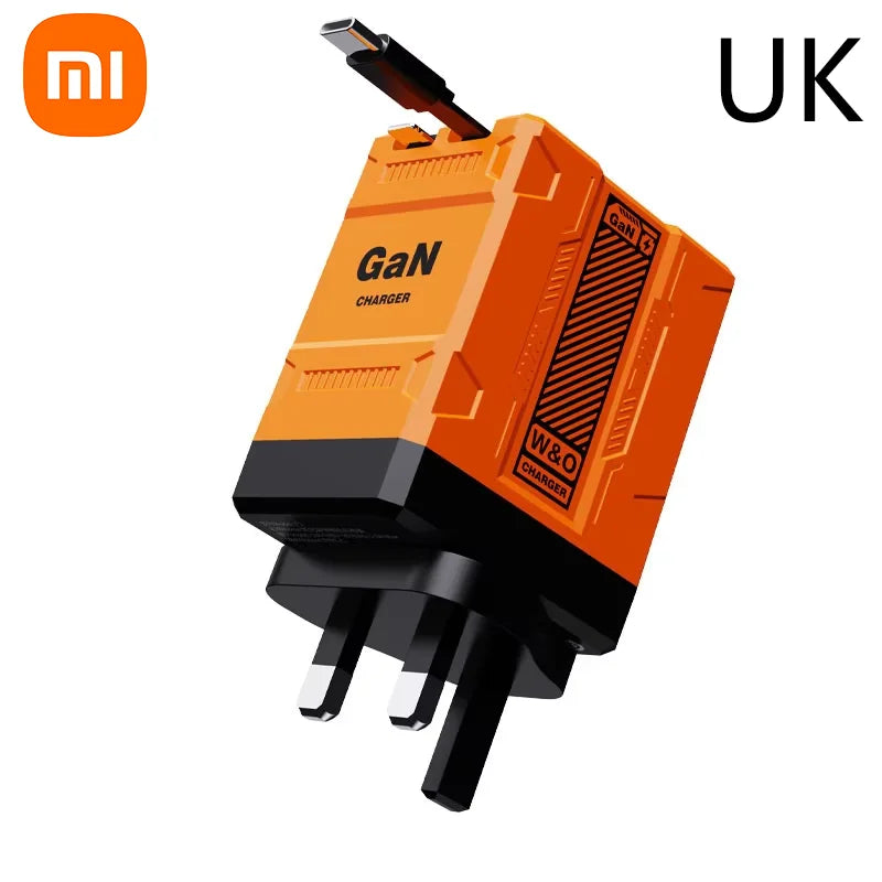 Xiaomi 120W GaN Fast Charger Compatible With Retractable Type-c And Ligtning Cable Portable Adapter For Iphone 16 Ipad Macbook
