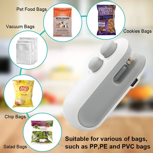 SnapSeal Mini! – Rechargeable Handheld Heat Bag Sealer with Magnetic Back | Snack-Saving Wizard for Fresh Food Anytime