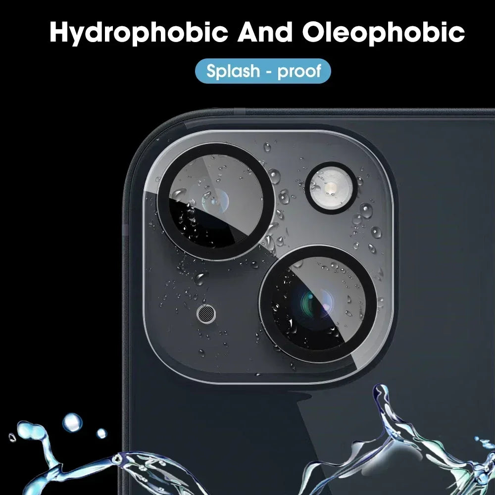 1-5Pcs Tempered Glass for iPhone 16 15 14 13 Pro Max Plus Mini Camera Lens Protector Black Circle Protective Lens Film Cover