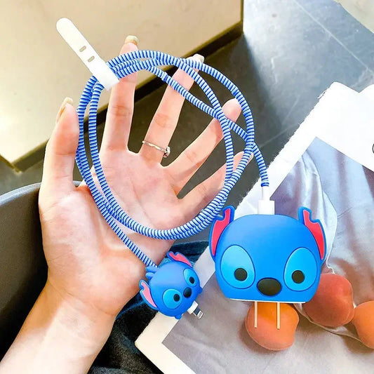 4Pcs/Set Cute 3D Cartoon Set Cable Protector for iPhone / iPad 18W/20W Charger Case Phone Wire Cord Organizers for iPhone 14 15