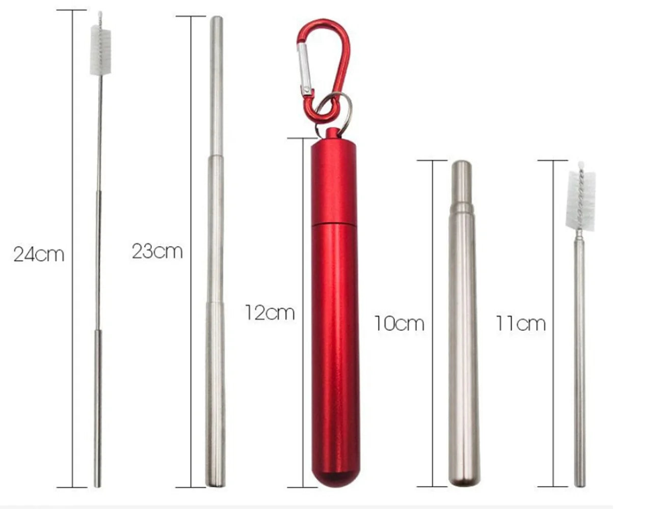 Sip Happens Stainless Steel Telescopic Straw Set – Collapsible, Portable, Eco-Friendly with Cleaning Brush & Travel Case