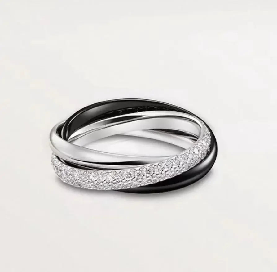 Trinity Glow 3-Ring Channel Band | Tri-Color 18K-Tone Zircon Shine For Lovers & Legends ✨