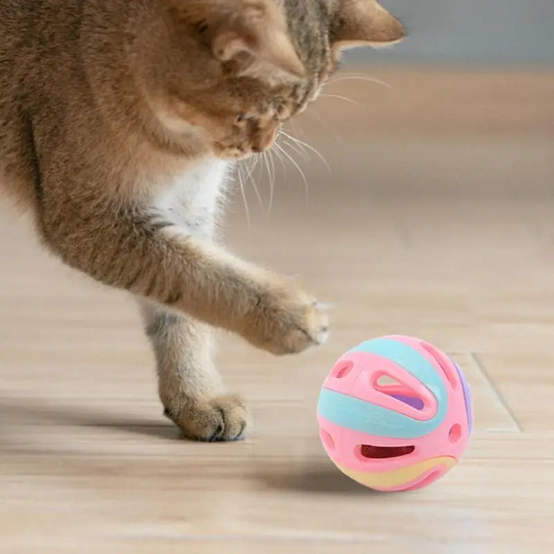 Cat Toy With Bell Cat Pounce Jinggle Ball Hollow Cat Jingle Balls Interactive Cat Toys Kitten Chasing Toys For Kitten Cats - THOOBO!