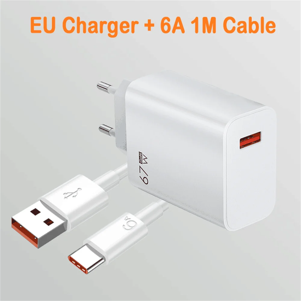Total 67W GaN USB Charger Fast Charging Mobile Phone Adapter USB Quick Charger QC3.0 Adapter For iPhone15 Samsung Xiaomi Redmi