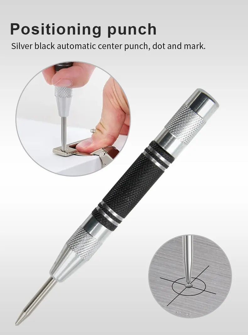 BangSnap 2-Pack Spring-Loaded Center Punch Tools – Auto Glass Striker, Window Breaker & Wood Drill Locator (128mm Precision Impact Set) - THOOBO!