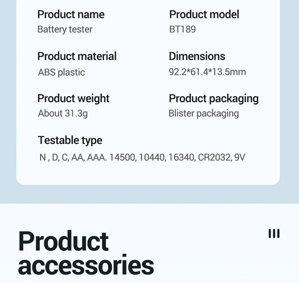 ANENG BT189 Button Cell Battery Tester 9V N D C AA AAA Universal Household LCD Display Battery Tester Power Bank Detectors Tools - THOOBO!