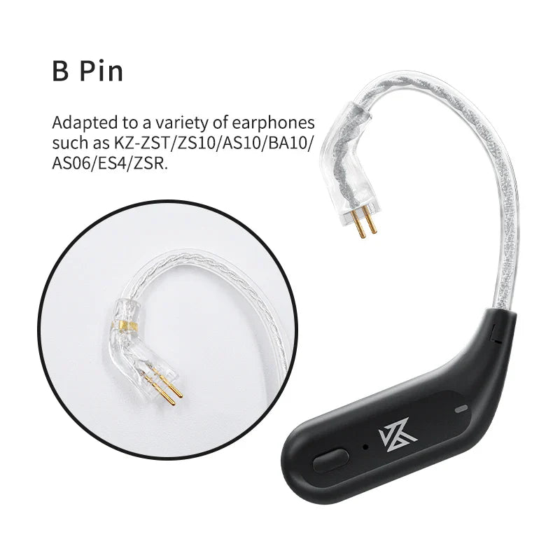 KZ AZ09 Wireless Upgrade Cable Bluetooth 5.4 Noise Reduction Bluetooth Module Upgrade Cable Ear Hook With Charging Case For ZS10