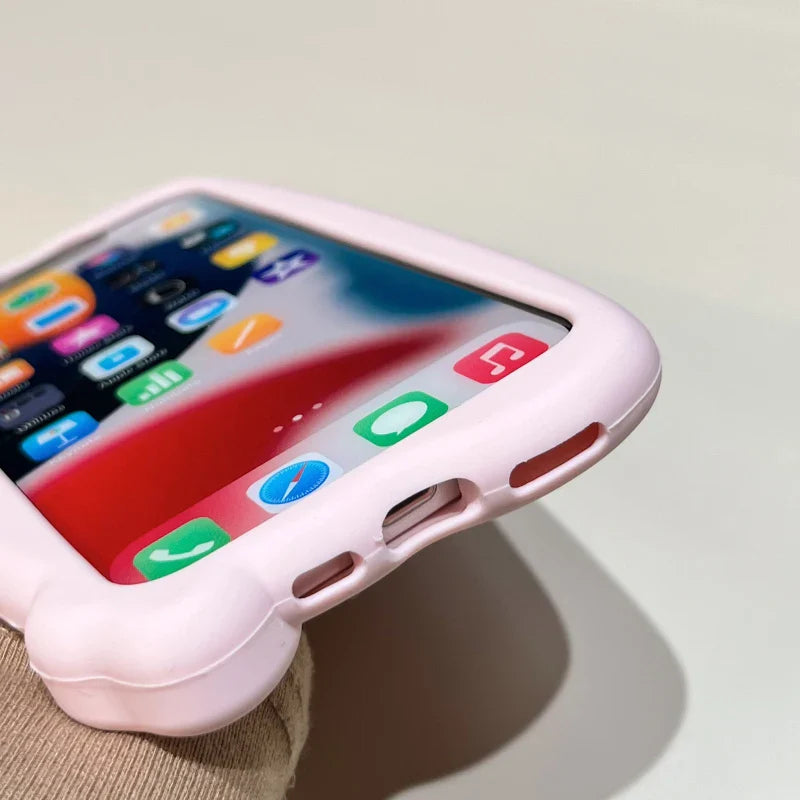 Fun 3D Pink Saliva Pig Nose Invisible Bracket Case For iPhone 13 14 12 11 15 Pro Max Cute Creative Holder Stand Shockproof Cover