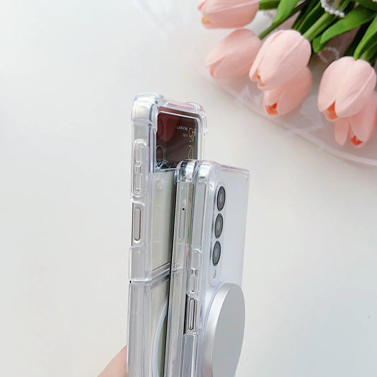 Magsafe Wireless Charging Case For Samsung Galaxy Z Fold 6 5 4 3 Z Fold3 Fold4 Fold5 Fold6 Transparent Shockproof Phone Cover