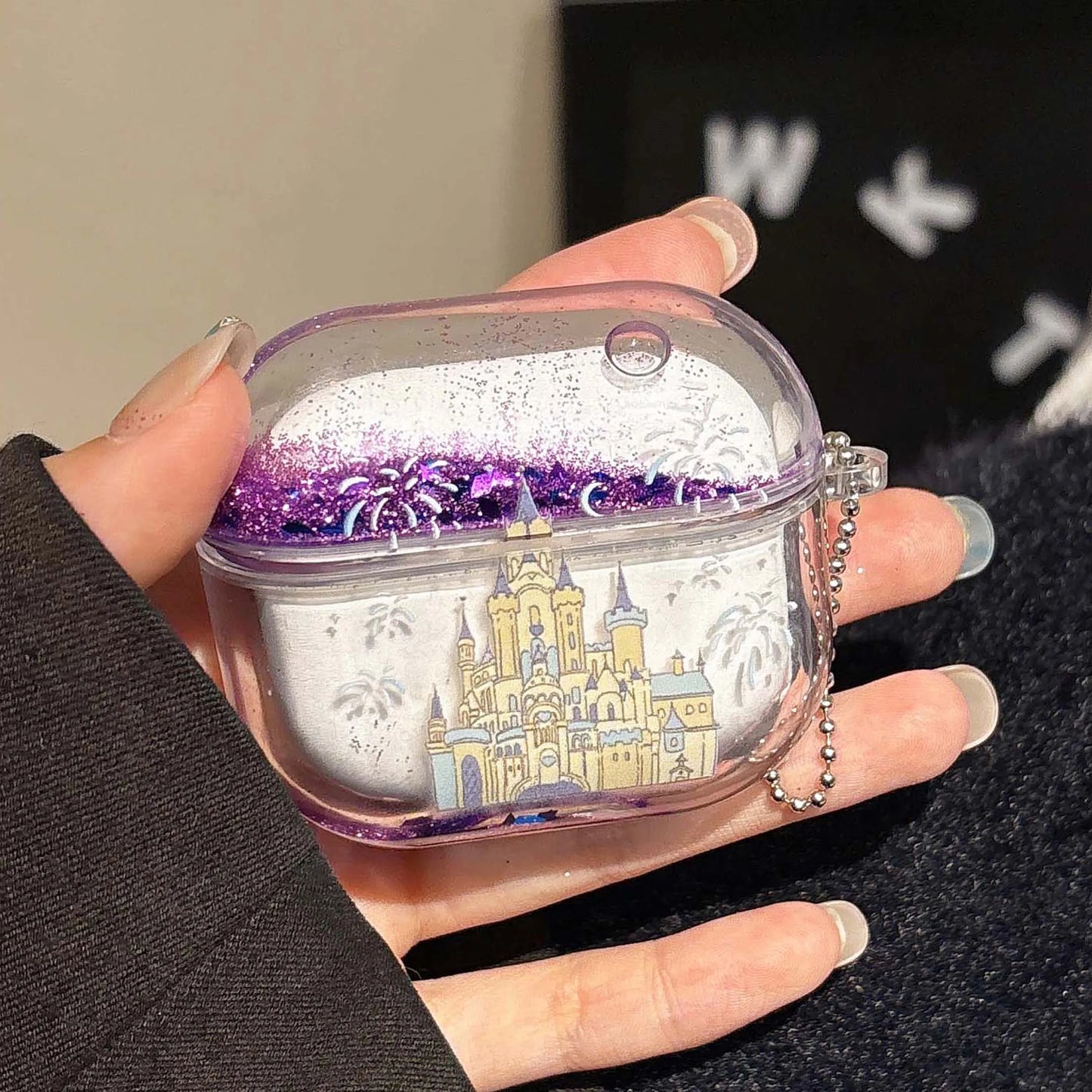 Glitter quicksand castle firework earphone case for apple airpods 4 3 2 1 pro 2nd wireless bluetooth charging box headset cover
