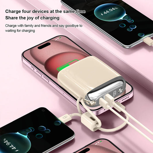 CCC 20000mAh Mini Power Bank 66W Super Fast Charging Built-in USB-C Cable PD3.0/QC3.0 Certified Portable Charger Travel-Friendly
