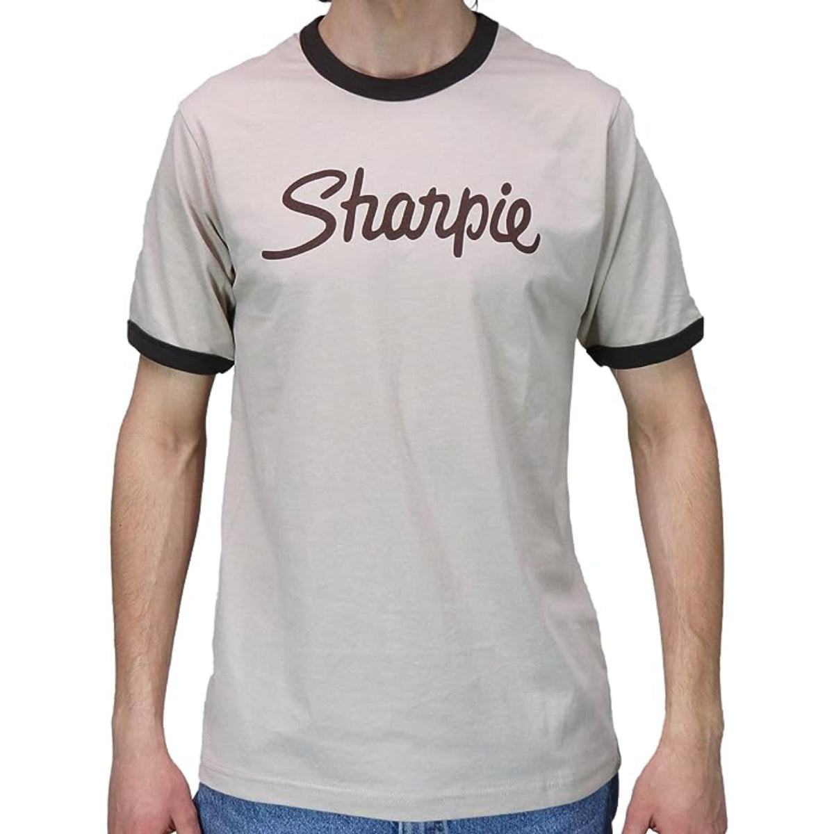 Scott Pilgrim Sharpie Ringer Shirt Heather Brown Pilgrim Rock Band Adult T-Shirt