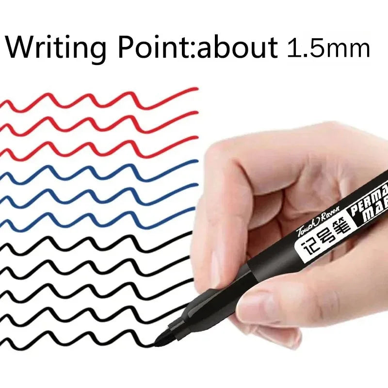 Permanent Marker Pen Drawing Markers Black Blue Red Waterproof Ink Sketch Pens Stationery Art School Supplies For Glass Metal - THOOBO!