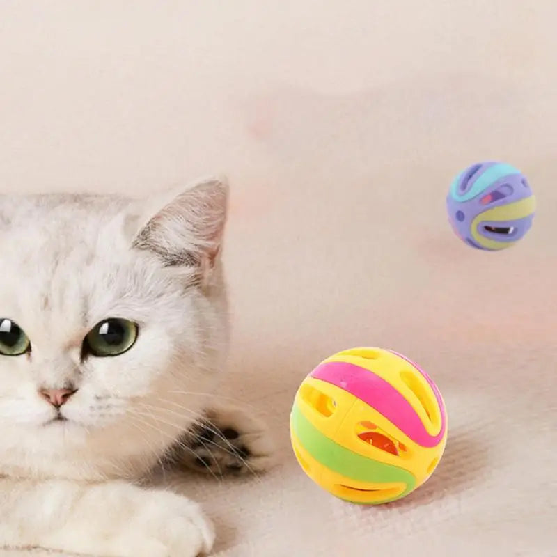 Cat Toy With Bell Cat Pounce Jinggle Ball Hollow Cat Jingle Balls Interactive Cat Toys Kitten Chasing Toys For Kitten Cats - THOOBO!