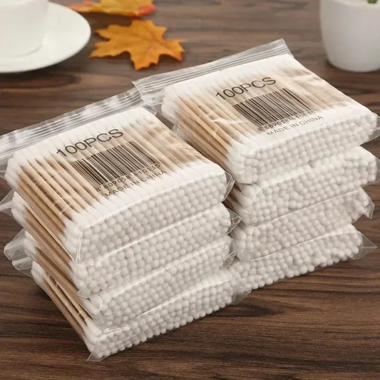 Tiny Tidy Touch – Baby-Safe 500 Count Double-Tip Wooden Cotton Swab Set (5 Packs) - THOOBO!