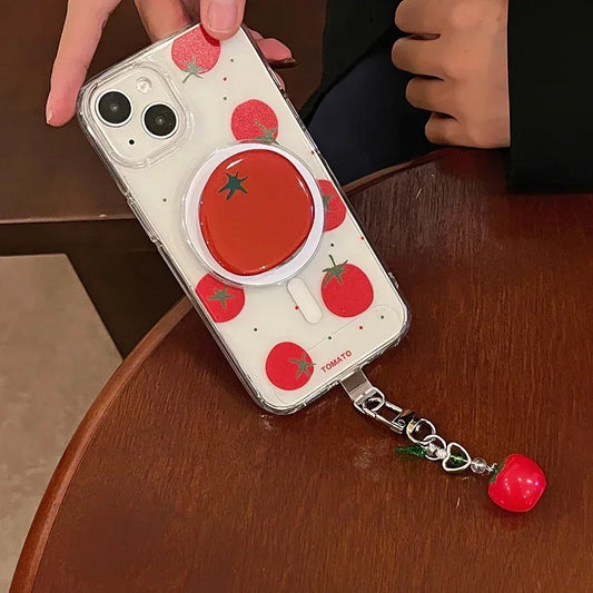 Korean Cute Cartoon Tomato Magnetic Holder Grip Tok Griptok Phone Stand Holder Support for IPhone 16 for Pad Magsafe Smart Tok
