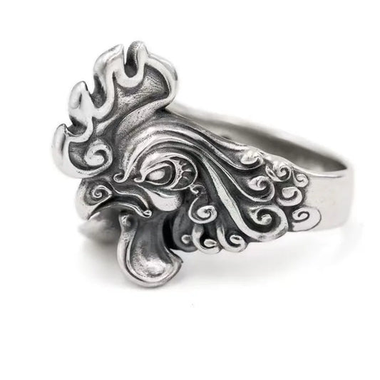 THOOBO! Rooster Royale Adjustable Ring — Vintage Grit, Bold Luck, All-Day Flex (WQ040)