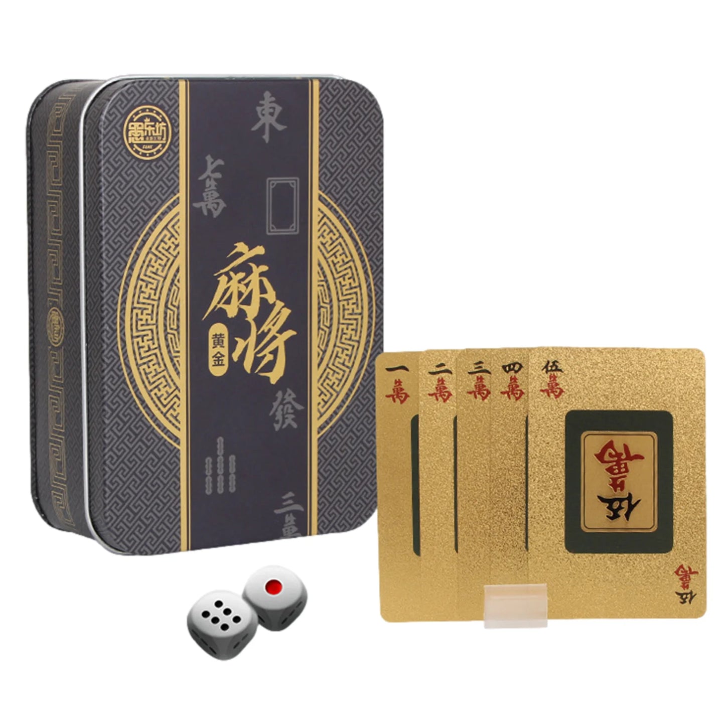 Frosted PVC Mahjong Poker Set – Waterproof 146-Piece Card Game in Deluxe Metal Box (Chinese & American Style)