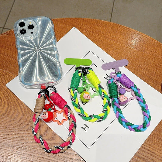 Creative Cartoon Mobile Phone Universal Lanyard Three-Color Wrist Strap Hand-Woven Hand Rope Mobile Phone Hanging Accessories