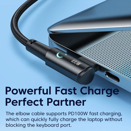 Toocki 90 Degree Elbow USB Type C Cable 100W 5A Fast Charging Data Cord For Huawei Xiaomi Samsung USB C To Type C Cable Gaming