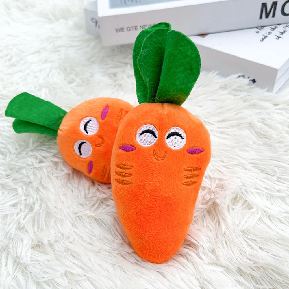 Chomp Charmers Plush Squeaky Bone & Carrot Toys – Built for Wiggles, Designed for Chewers!